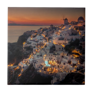 Carreau Coucher du soleil de Santorini, Grèce