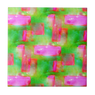 Carreau Couleur abstraite peinte en jaune, rose