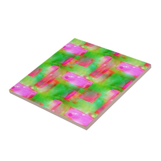 Carreau Couleur abstraite peinte en jaune, rose (Côté)