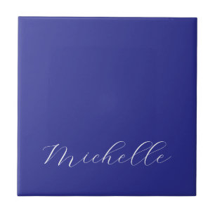Carreau Couleur bleu profond calligraphie moderne simple p