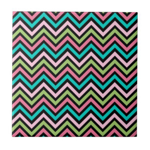 Carreau Couleur Chevron rose et vert