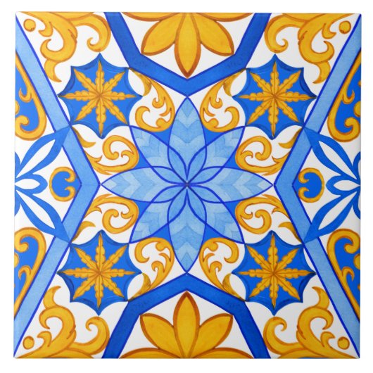Carreau Couleur d'eau de Majolica couture motif (Devant)