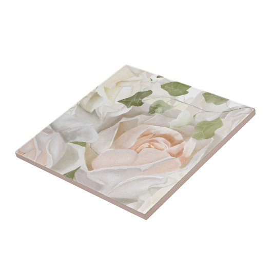 CARREAU COULEUR D'EAU ROSE BLANCHE (Côté)