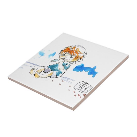 Carreau Couleur effrontée de mangeur de biscuit (Côté)