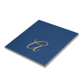 Carreau Couleur Or & Bleu Monogramme Initial Professionnel (Côté)