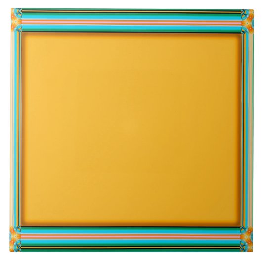 Carreau couleur or jaune, cadre kaléidoscope, (Devant)