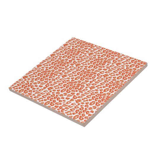Carreau Couleur orange et Empreinte de léopard blanc (Côté)