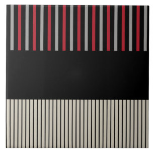 Carreau Couleur Pop Stripes-Rouge, Gris, Noir et Bone Blan