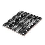 Carreau Couleur variable de MudCloth d'Africain noir du<br><div class="desc">Le bel Africain noir et blanc Mudprint a inspiré la tuile d'impression de tissu. Frappez le bouton de personnalisation pour commander la couleur de taille et d'arrière - plan de motif pour adapter à vos besoins.</div>
