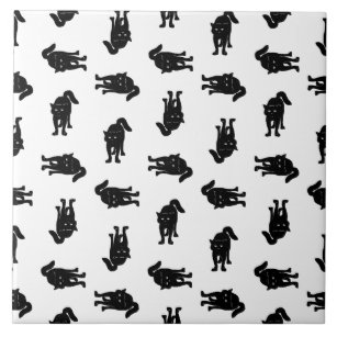 Carreau COULEUR Vintage DE L'Motif DE Cat noir SUR MESURE