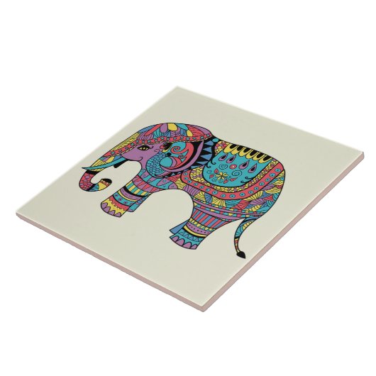 Carreau Couleur vive Mandala Elephant (Côté)