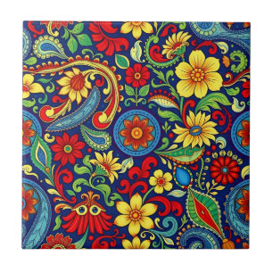 Carreau Couleurs arc-en-ciel Design de marguerite