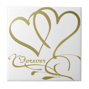 Carreau Couleurs de fond modifiables Forever Hearts Gold