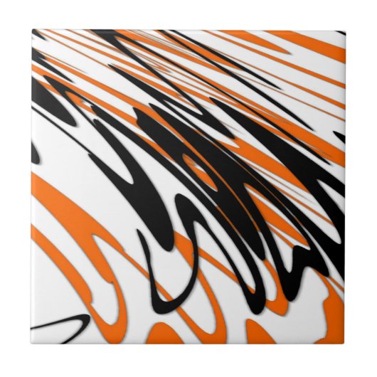 Carreau Couleurs du Bengale Orange et lignes noires (Devant)