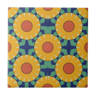 Carreau Couleurs Motifs géométriques d'orange sur vert e