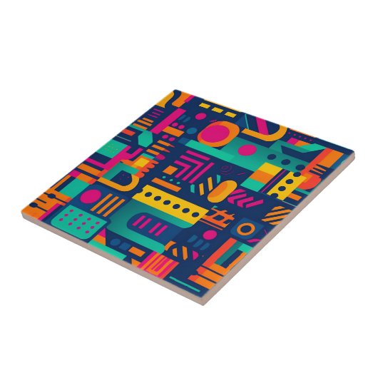 Carreau Couleurs néon Abstraites et formes bohèmes géométr (Côté)