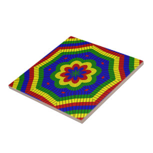 Carreau Couleurs primaires Fleur roulée 1
