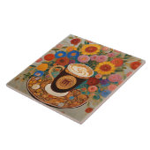 Carreau Coupe de café monogramme floral gras Boho (Côté)