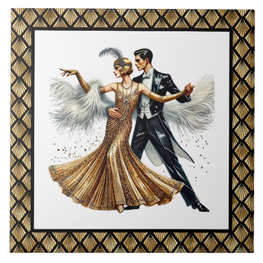 Carreau Couple Art Déco élégant (Devant)