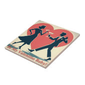 Carreau Couple de danseurs hippy modernes de la mi-siècle (Côté)