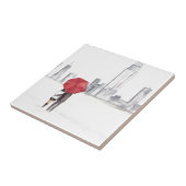 Carreau Couple parapluie rouge New York cool à la mode bel (Côté)