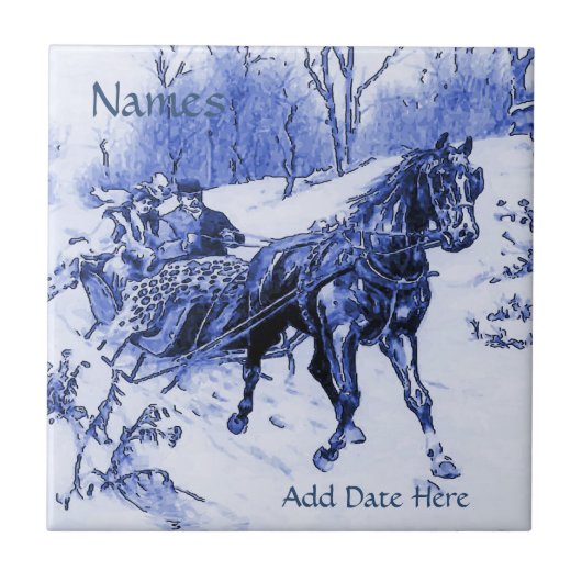 Carreau Couple Sleigh Tile, Néerlandais Look, Personnalise (Devant)