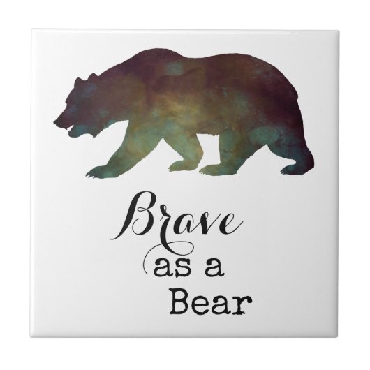 Carreau Courageux comme un Ours Typographie Aquarelle (Devant)