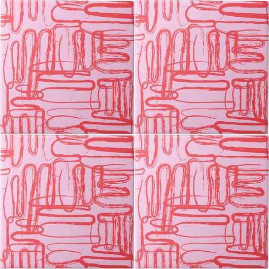 Carreau Courbe Rose Gribouillis Abstrait Moderne