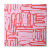 Carreau Courbe Rose Gribouillis Abstrait Moderne (Devant)