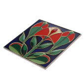 Carreau Courbes de fleurs rouges et vertes Art Nouveau mod (Côté)