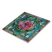 Carreau Couronne de feuilles de rose ornées de style vitra (Côté)