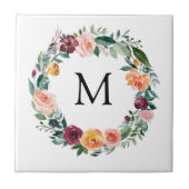 Carreau Couronne de fleurs de rose d'automne Monogramme (Devant)