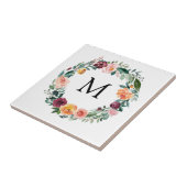 Carreau Couronne de fleurs de rose d'automne Monogramme (Côté)