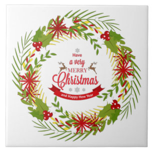 Carreau Couronne de Noël avec du gui