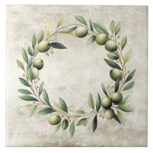 Carreau Couronne d'olive à texture fausse aquarelle