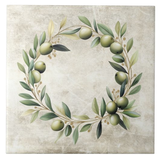 Carreau Couronne d'olive à texture fausse aquarelle (Devant)