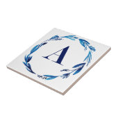 Carreau Couronne florale bleue "A" (Côté)