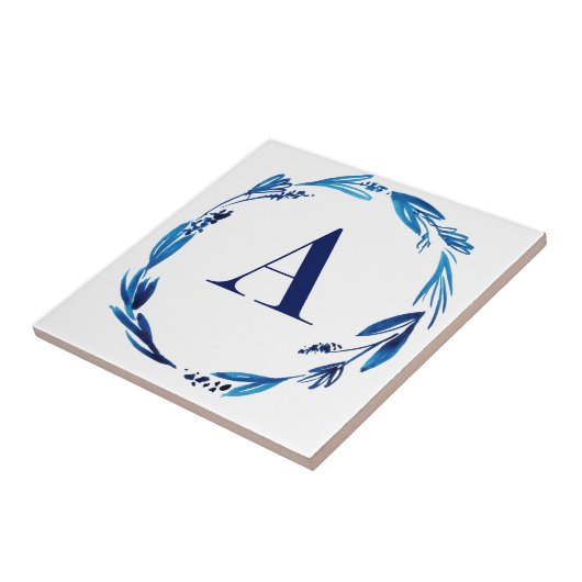 Carreau Couronne florale bleue "A" (Côté)