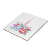 Carreau Couronne florale de licorne d'aquarelle (Côté)