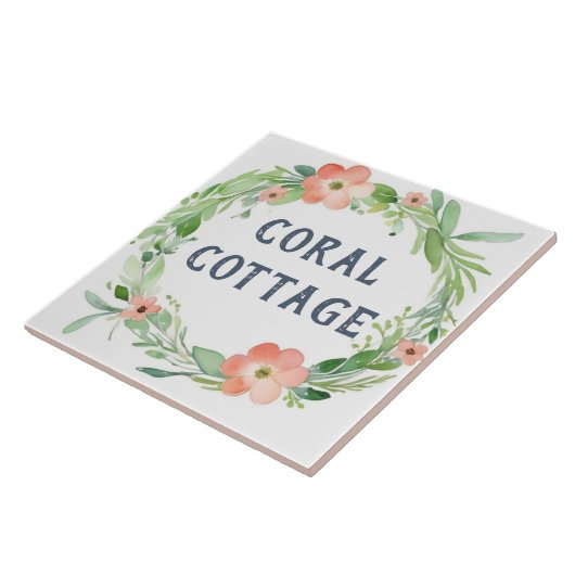 Carreau Couronne florale Nom de la maison Plaque signaléti (Côté)