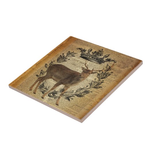 Carreau Couronne rustique outdoorsman blanc buck cerf (Côté)