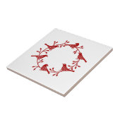 Carreau Couronne scandinave moderne d'oiseaux et de rosehi (Côté)