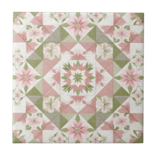 Carreau Courtepoint de Noël vintage motif floral