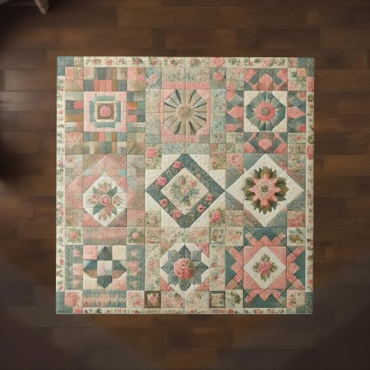 Carreau Courtepointe Patchwork Vert Sauge Maison de Campag
