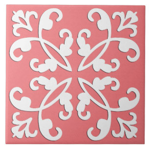 Carreau Coutwork en dentelle - blanc sur azalea rose