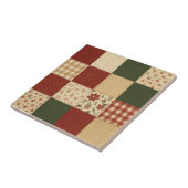 Carreau Couverture Piquée Rouge Vert Patchwork Floral Mais (Côté)
