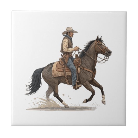 Carreau Cow-boy sur un cheval (Devant)
