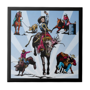 Carreau Cow-girls occidentales de cowboys d'événements d