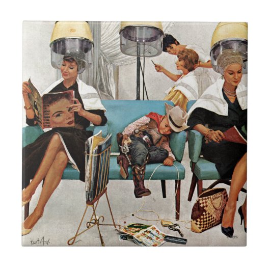 Carreau Cowboy endormi dans le salon de beauté (Devant)