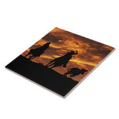 Carreau Cowboys et Horses Roping Steer (Côté)